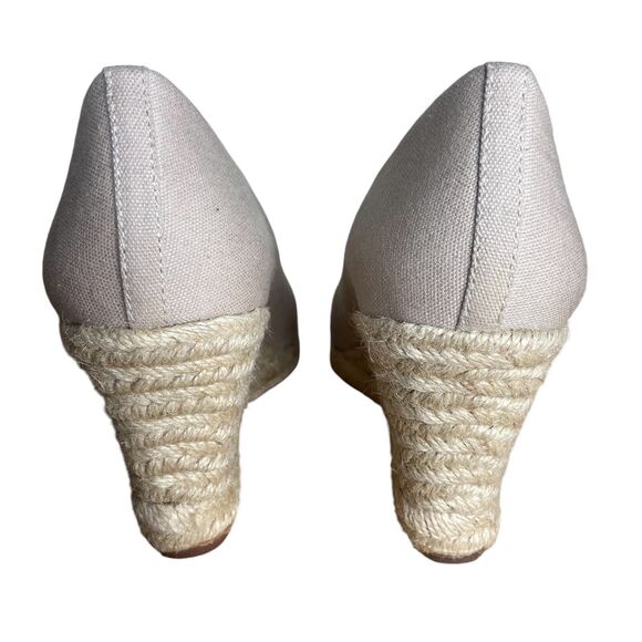 J. Crew Women’s Shoes Size 9.5 Cream Canvas Espadrille Wedges in Flax AL003 - Picture 6 of 11